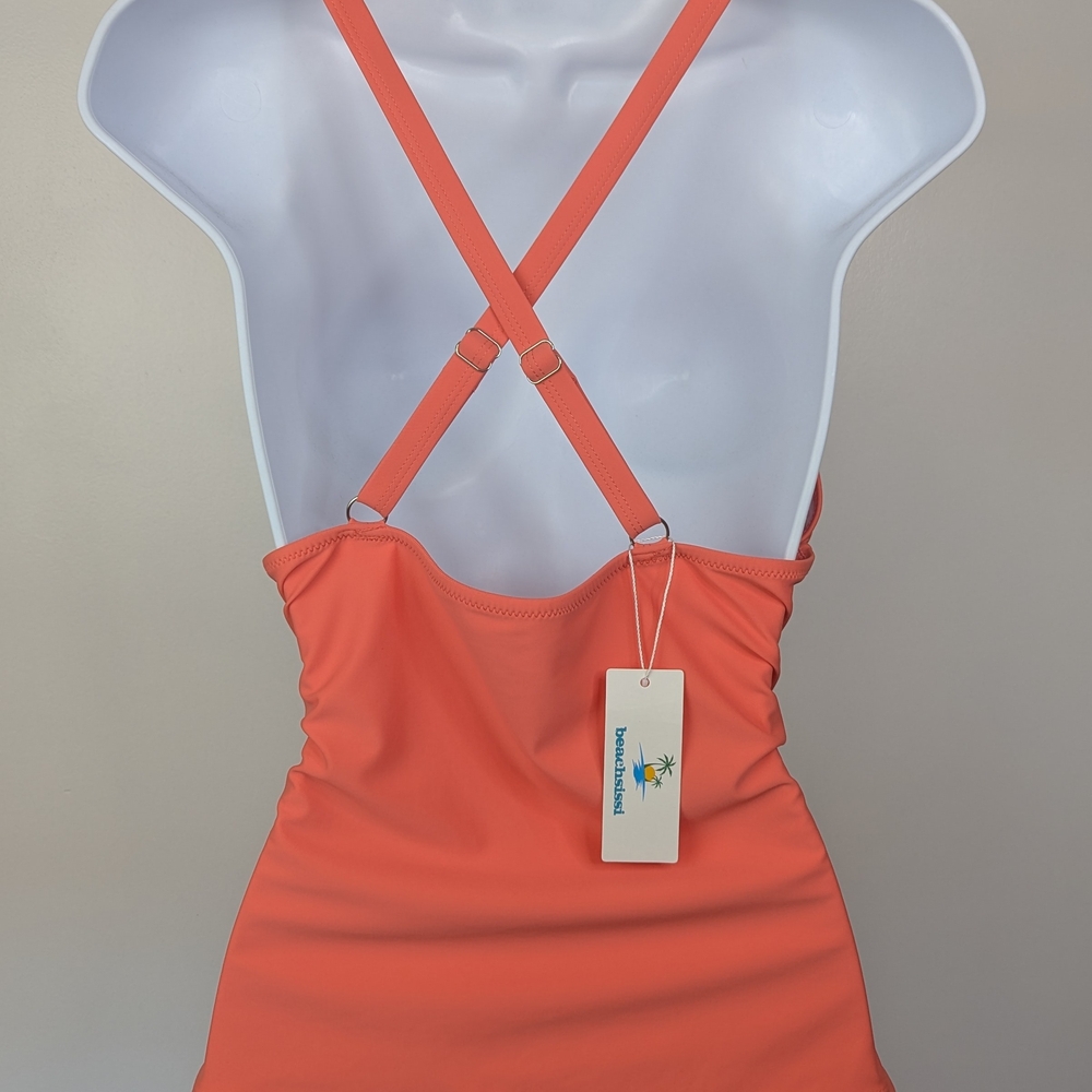 Beachsissi XL One Piece Tankini Top Adjustable Straps Coral NWT Bathing Suit - Picture 8 of 13